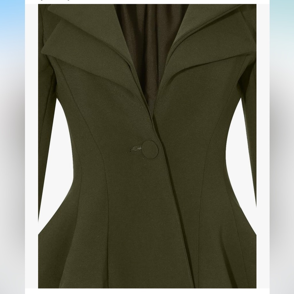 LookBook Store | Olive Green Asymmetrical Blazer - Picture 4 of 11